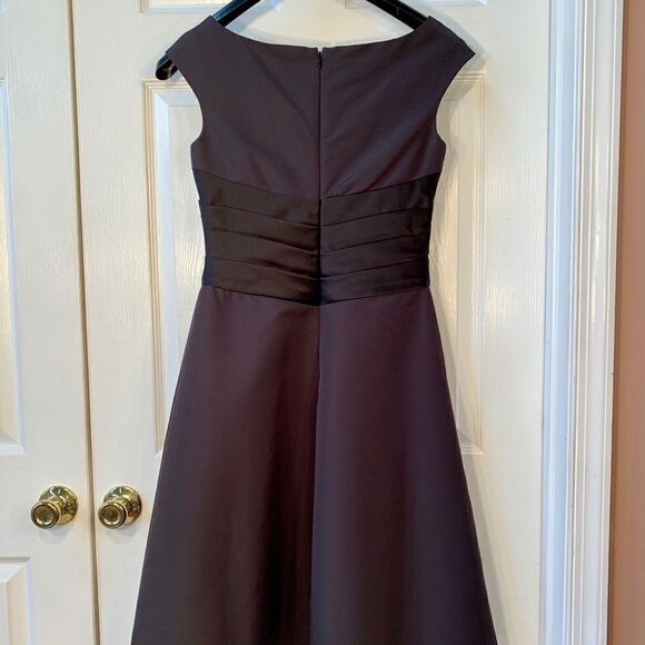 BLACK SATIN TEA LENGTH DAVID’s BRIDAL F127722 S-6 - Picture 5 of 7